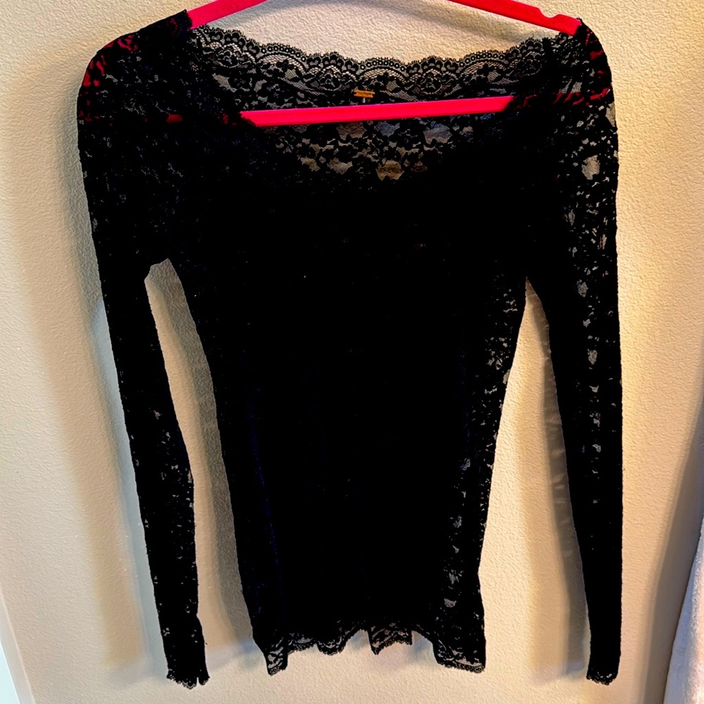 Free People Lace Long Sleeve Shirt